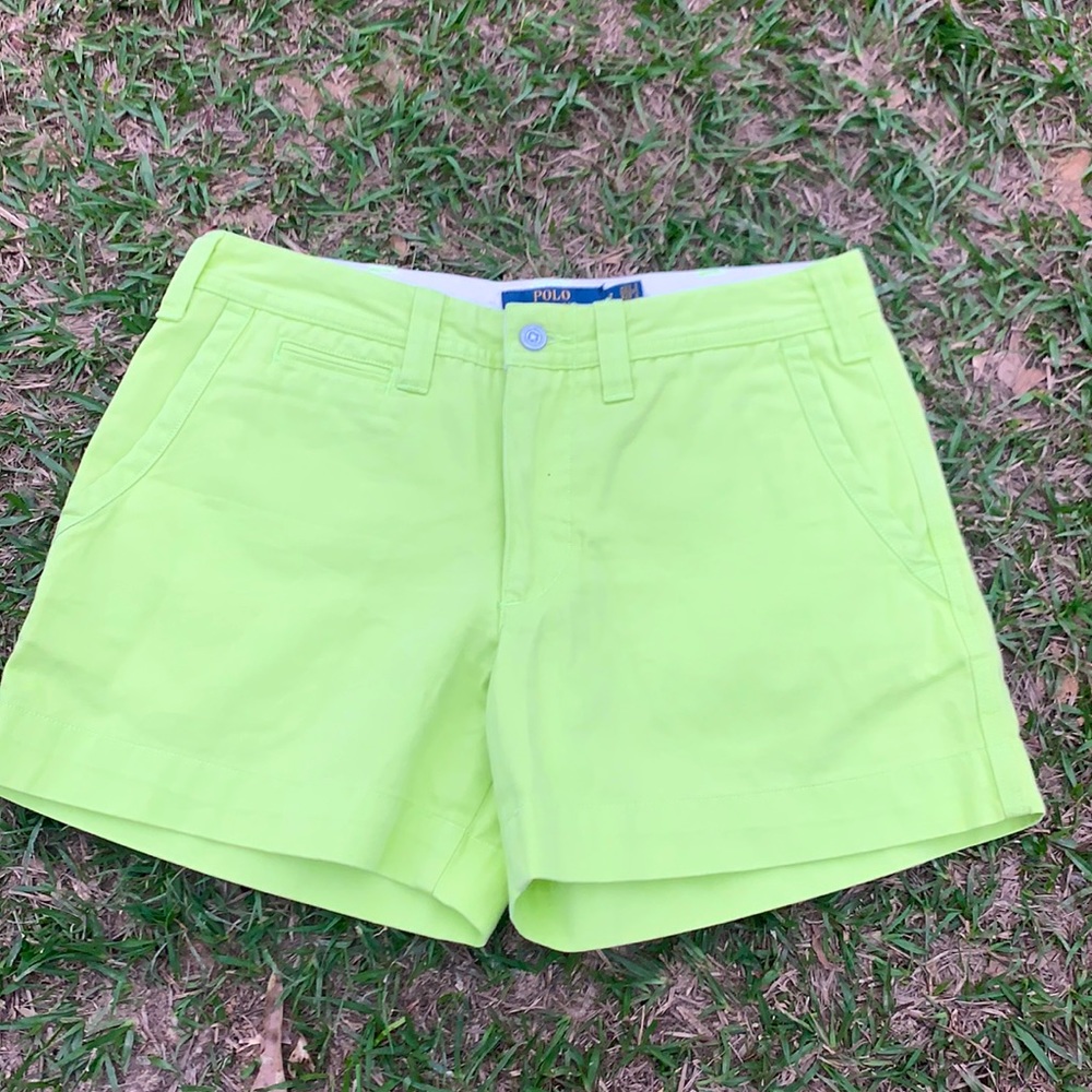 POLO Ralph Lauren Highlighter Green Shorts Size 2 - Picture 1 of 10